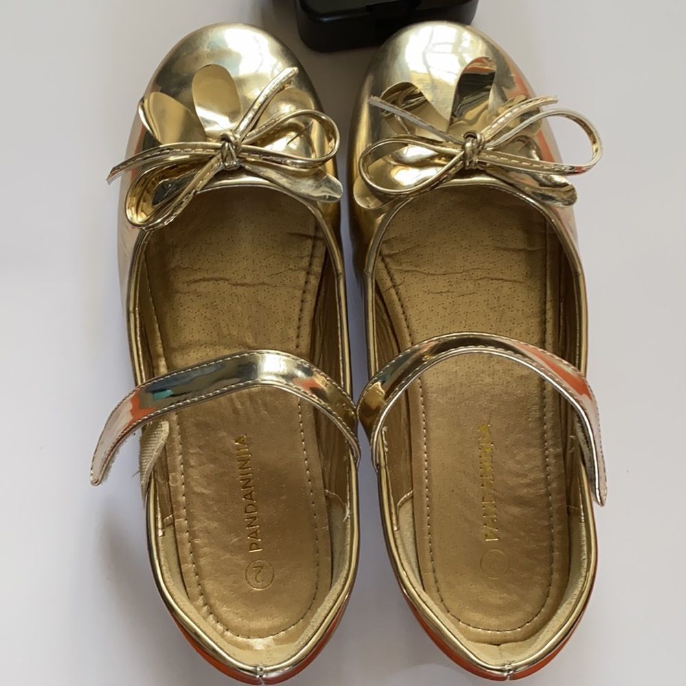 PANDANINJIA Ballet Mary Jane, Gold Girl’s Shoes